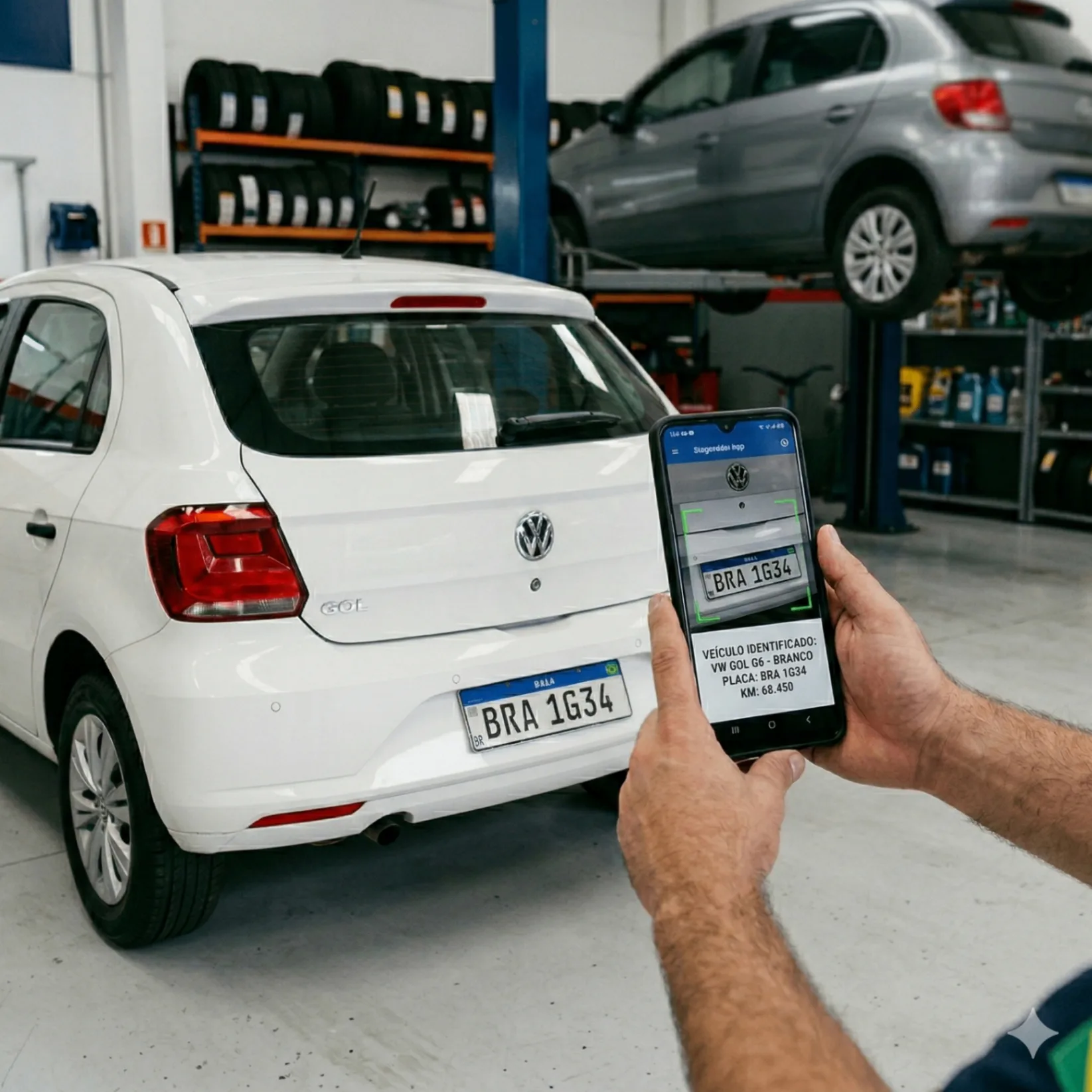 Leitura de placa pelo celular no sistema para oficina mecânica