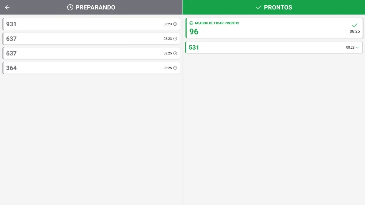 Display de pedidos para o salão